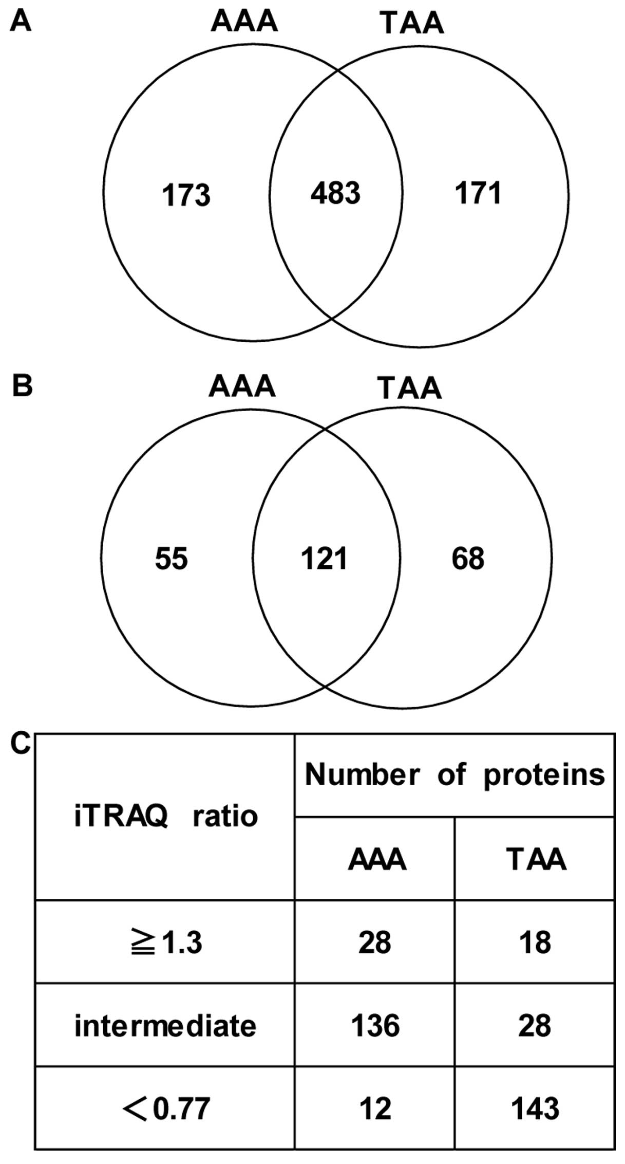 Proteomic comparison between abdominal and thoracic aortic aneurysms