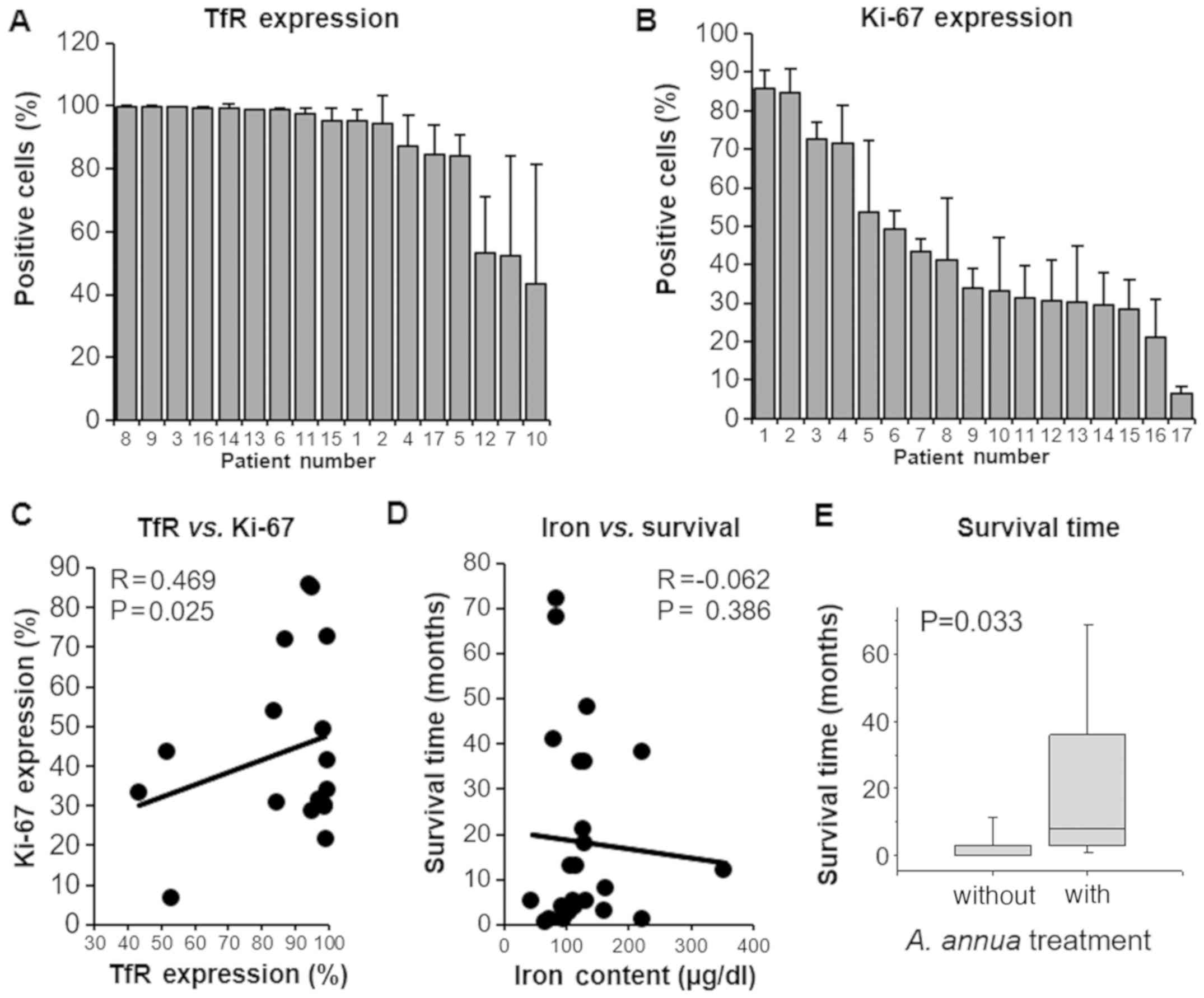 Retrospective study of small pet tumors treated with Artemisia annua and  iron